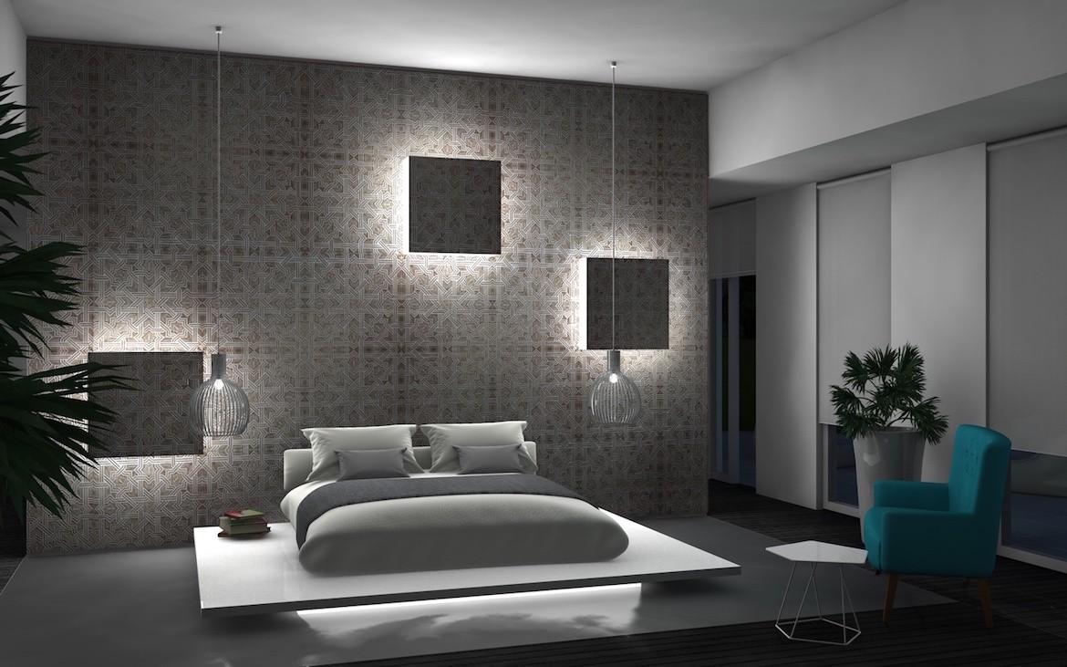 Hotel. Colaboración diseño de interior proyecto habitación suite. Bahréin. 2 suite-hotel-noche-paneles-decorativos-wordart