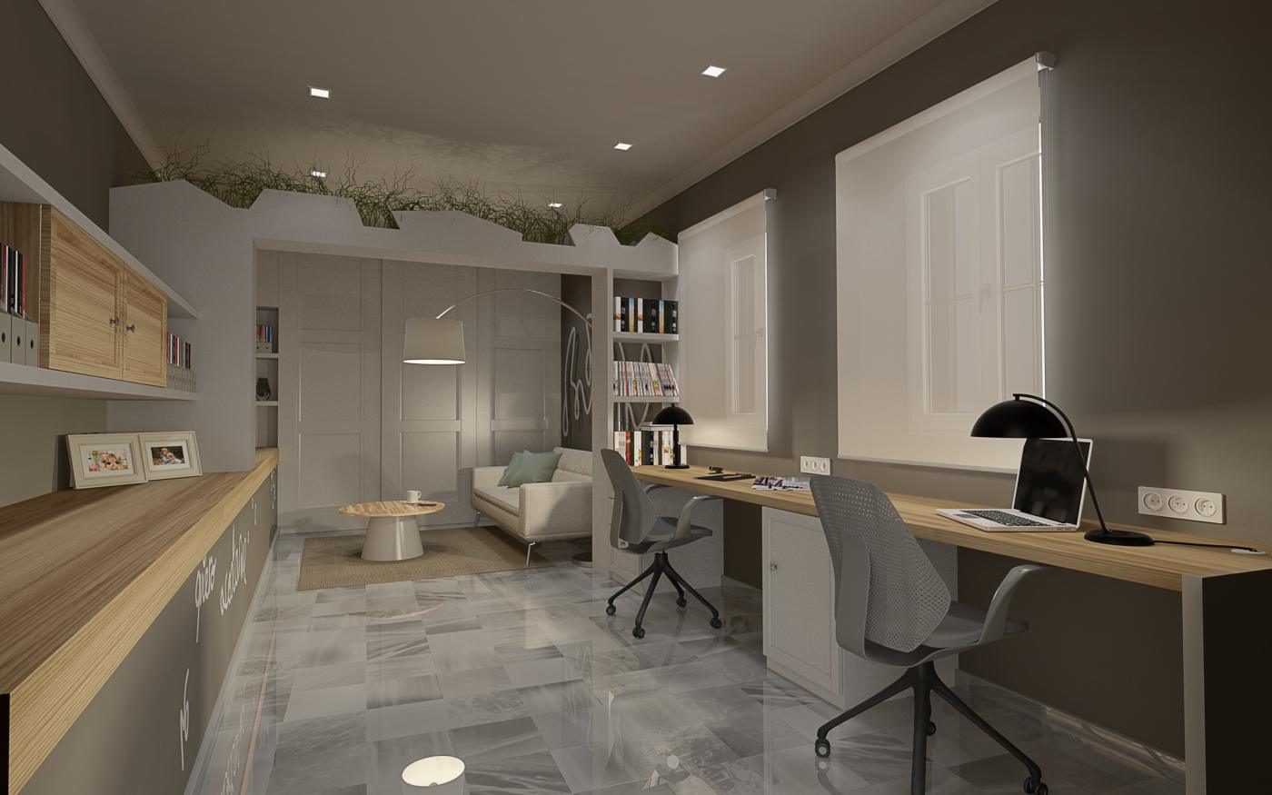 proyecto de interiorismo zona estudio vivienda alcala de guadaira.