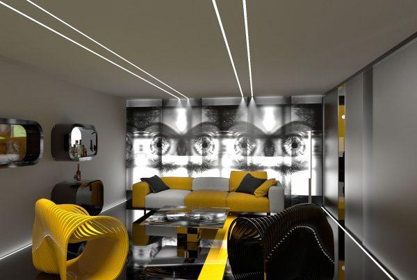 interiorimo conceptual con visión retro futurista
